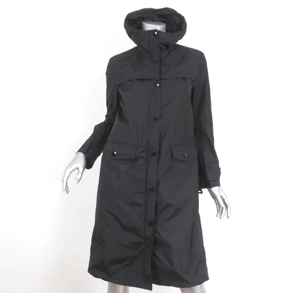 Prada Nylon Trench Coat Black Size 36 Belted Lightweight Coat - Picture 2 of 12